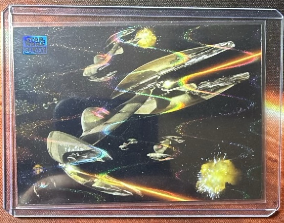 Vulture Droids Blue Ray Wave Refractor trading card from 2026 Topps 2026 Topps Chrome Star Wars Galaxy