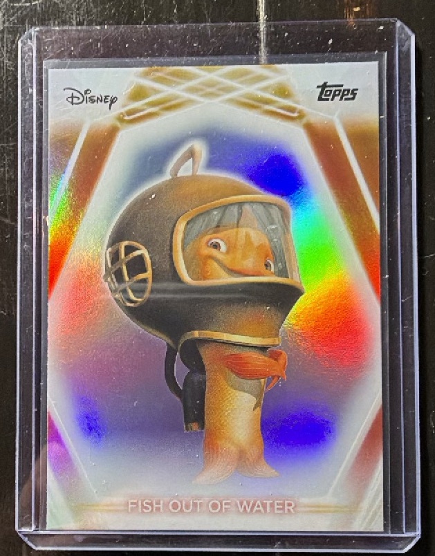Fish Out of Water Rainbow Foilboard trading card from 2026 Topps 2026 Topps Disney Neon
