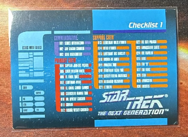 Checklist 1 Base trading card from 1992 Impel 1992 Impel Star Trek: The Next Generation