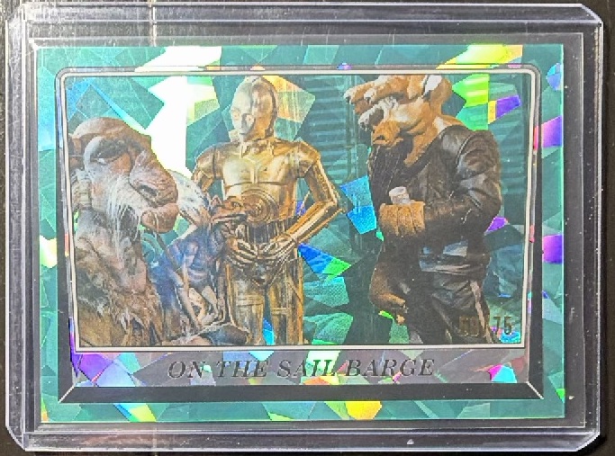 On the Sail Barge Aqua trading card from 2023 Topps 2023 Topps Chrome Sapphire Star Wars: Return of the Jedi
