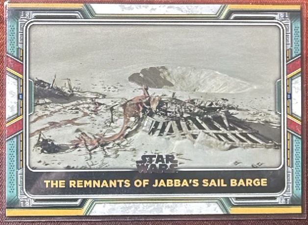 The Remnants of Jabba's Sail Barge Base trading card from 2022 Topps 2022 Topps Star Wars: The Book of Boba Fett