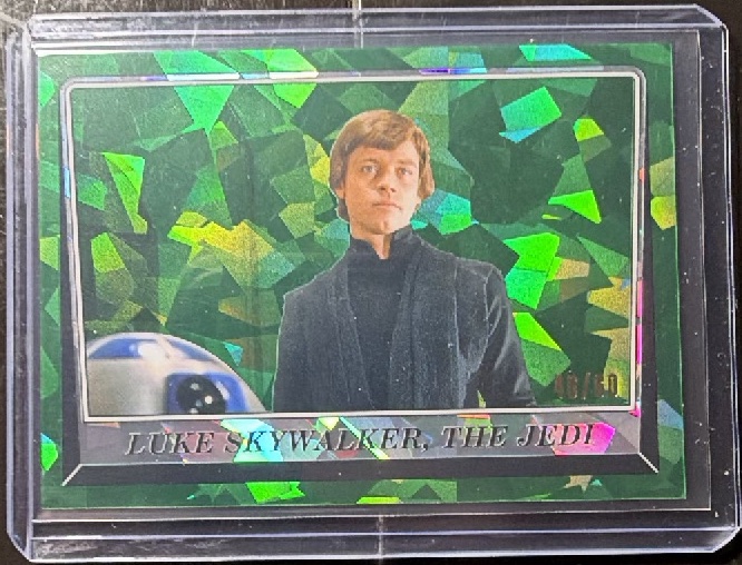 Luke Skywalker, the Jedi Green trading card from 2023 Topps 2023 Topps Chrome Sapphire Star Wars: Return of the Jedi
