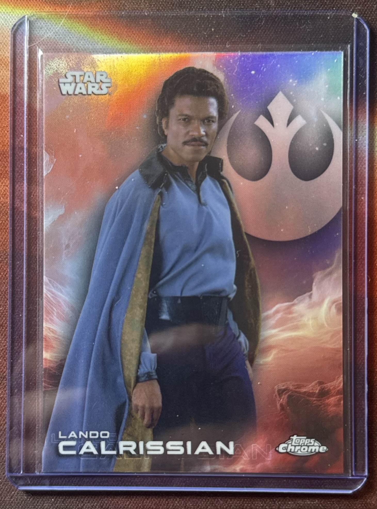 Lando Calrissian Rainbow Refractor trading card from 2025 Topps 2025 Topps Chrome Star Wars