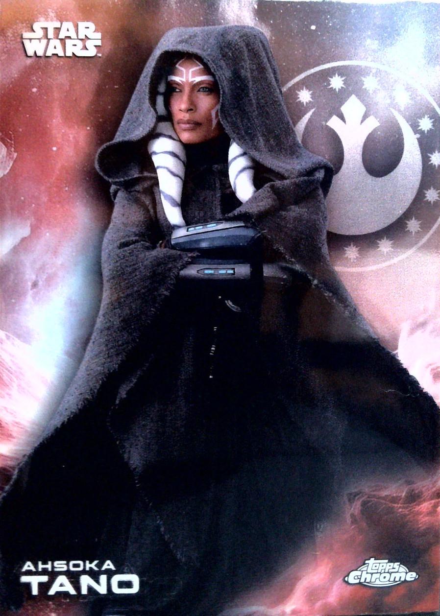 Ahsoka Tano Black & White Shimmer Refractor trading card from 2025 Topps 2025 Topps Chrome Star Wars